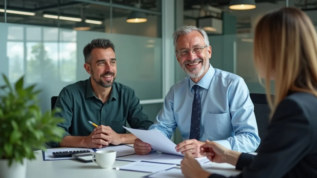 Financial advisor discussing investment blind spots and blunders with a client in a modern office